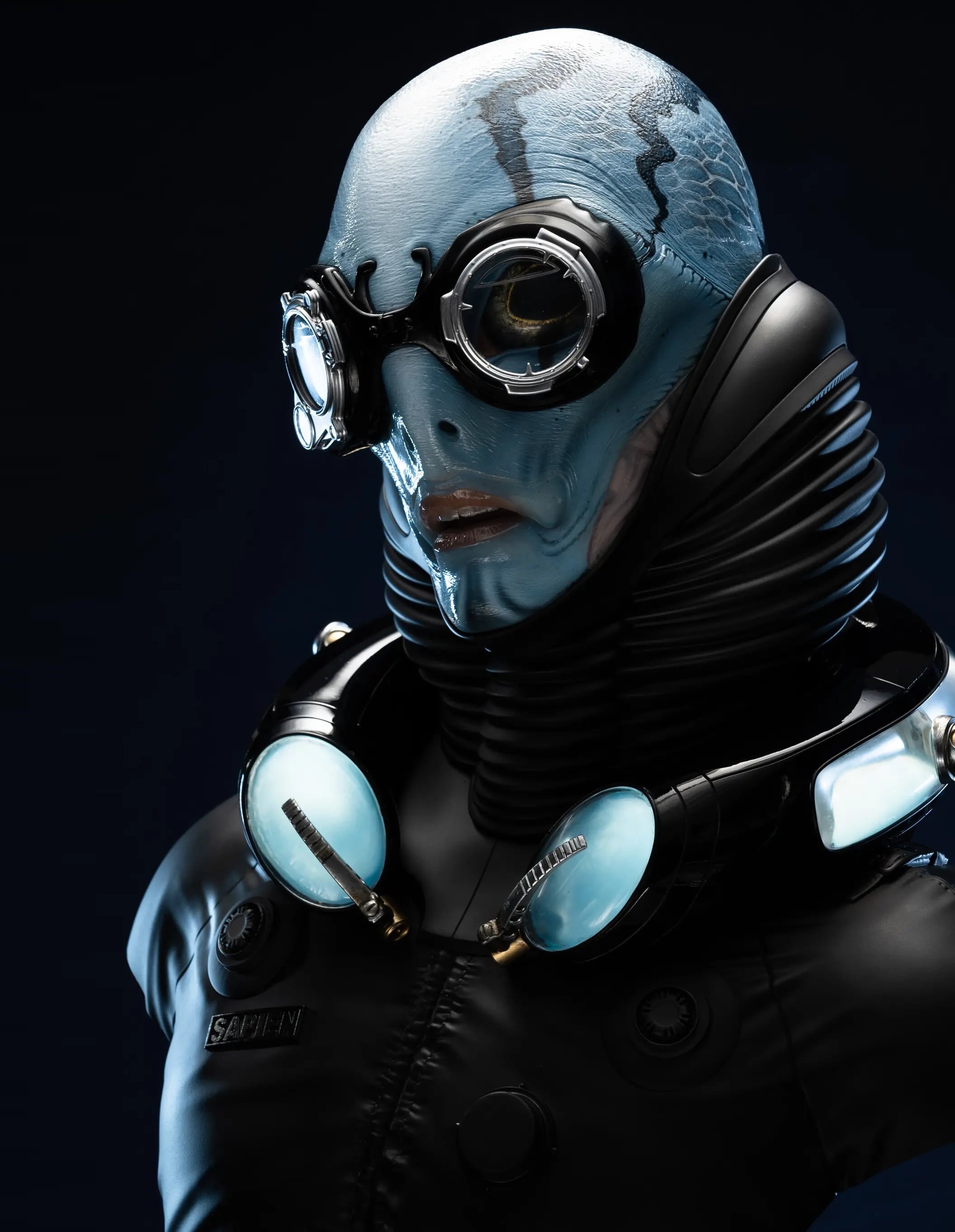 Abe Sapien life-size bust - high detail monster sculpture for film and collectibles