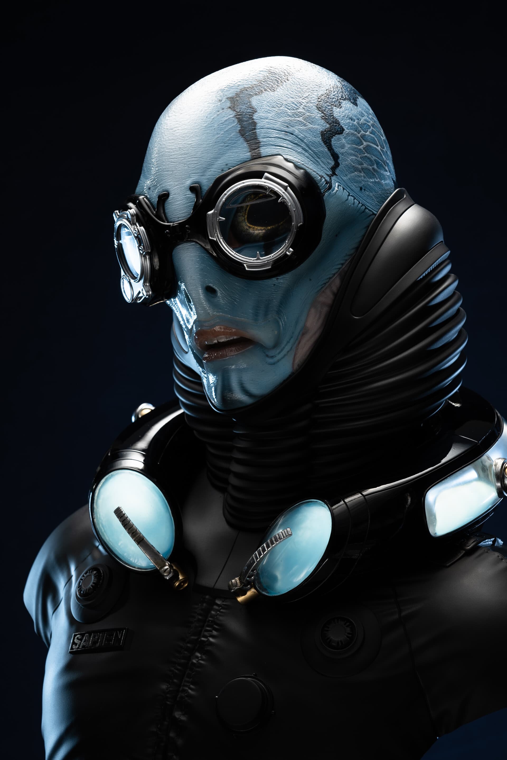 Abe Sapien life-size bust - detailed ZBrush character sculpting with advanced surface textures
